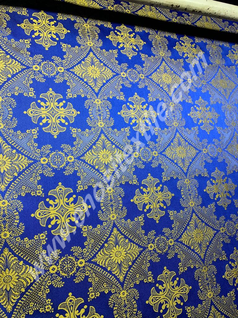 KL-001 Dark Blue-Gold Brocade Fabrics